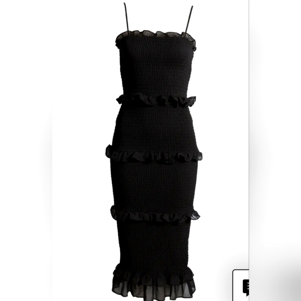 BEBE Smocked Georgette Cocktail Dress Size M